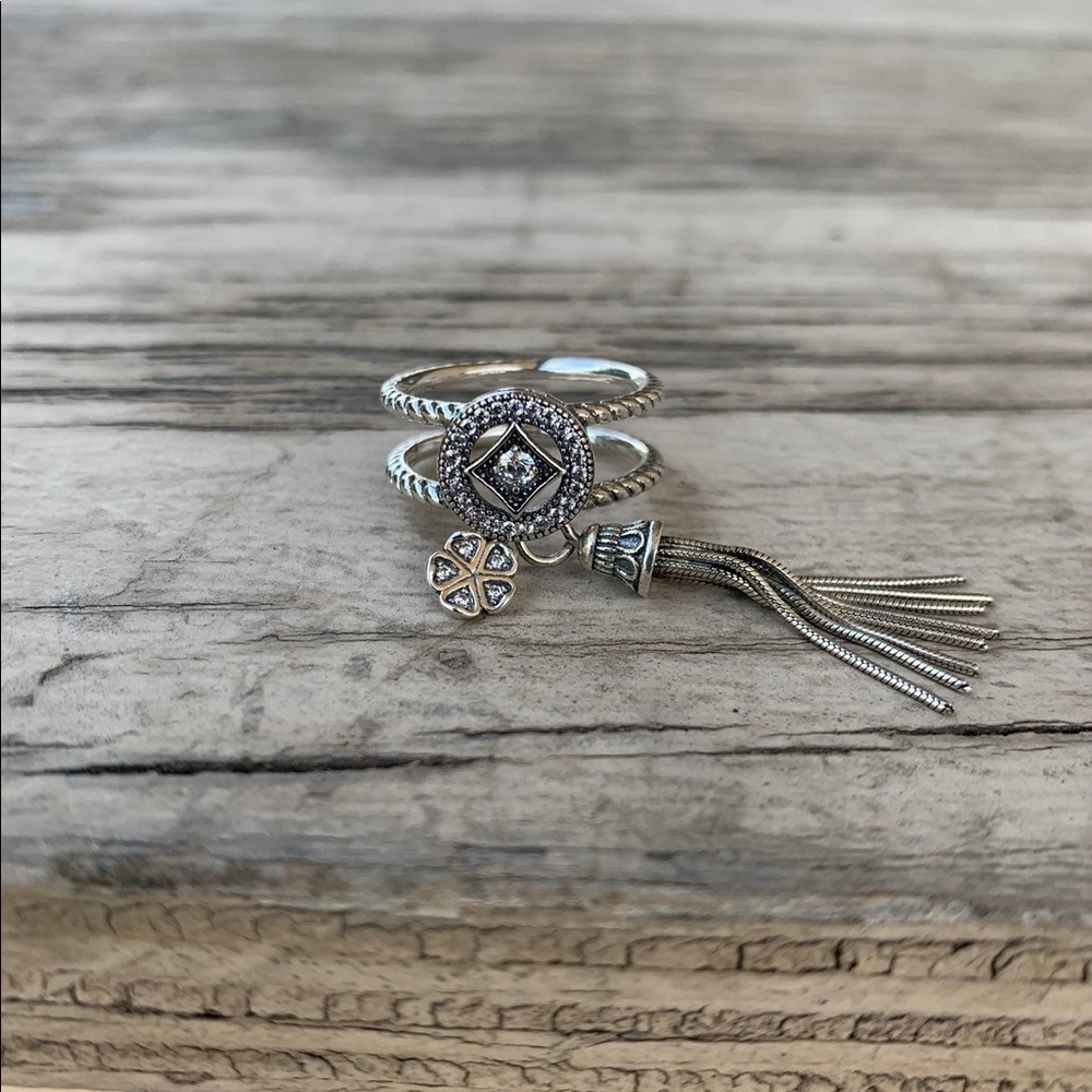 100% 925Sterling Silver Geometric Long Tassel Ring